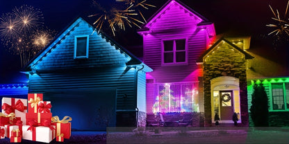 Permanent Outdoor Lights RGB LED Eave Lights with App & Remote Control, IP67 Waterproof, Music Sync, Timer, Triangular Lens Effect, for Christmas Halloween Holiday Everyday Accent Lighting – 15ft to 500ft