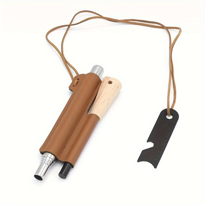 Magnesium Fire Starter Rod Set with Scraper & Steel Bellows, Waterproof Flint Striker Kit for Camping Hiking Survival — Reusable Ferro Rod with Sheath, 3 Styles