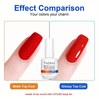 No-Wipe Gel Top Coat 2-Pack Diamond Shine High Gloss — LED Soak-Off Nail Sealer, Long-Lasting Scratch-Resistant Crystal Clear Finish for Salon & Home Manicure, Nail Art Sealer for Glitter & Foils (0.51oz Each)