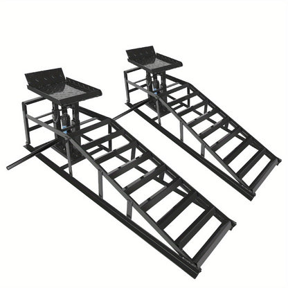 Hydraulic Vehicle Ramps 11,000 lb 5T Low Profile Heavy Duty Lift Service Ramps for Truck Trailer Garage – Adjustable Height, 1 Pack & 2 Pack, Red & Black