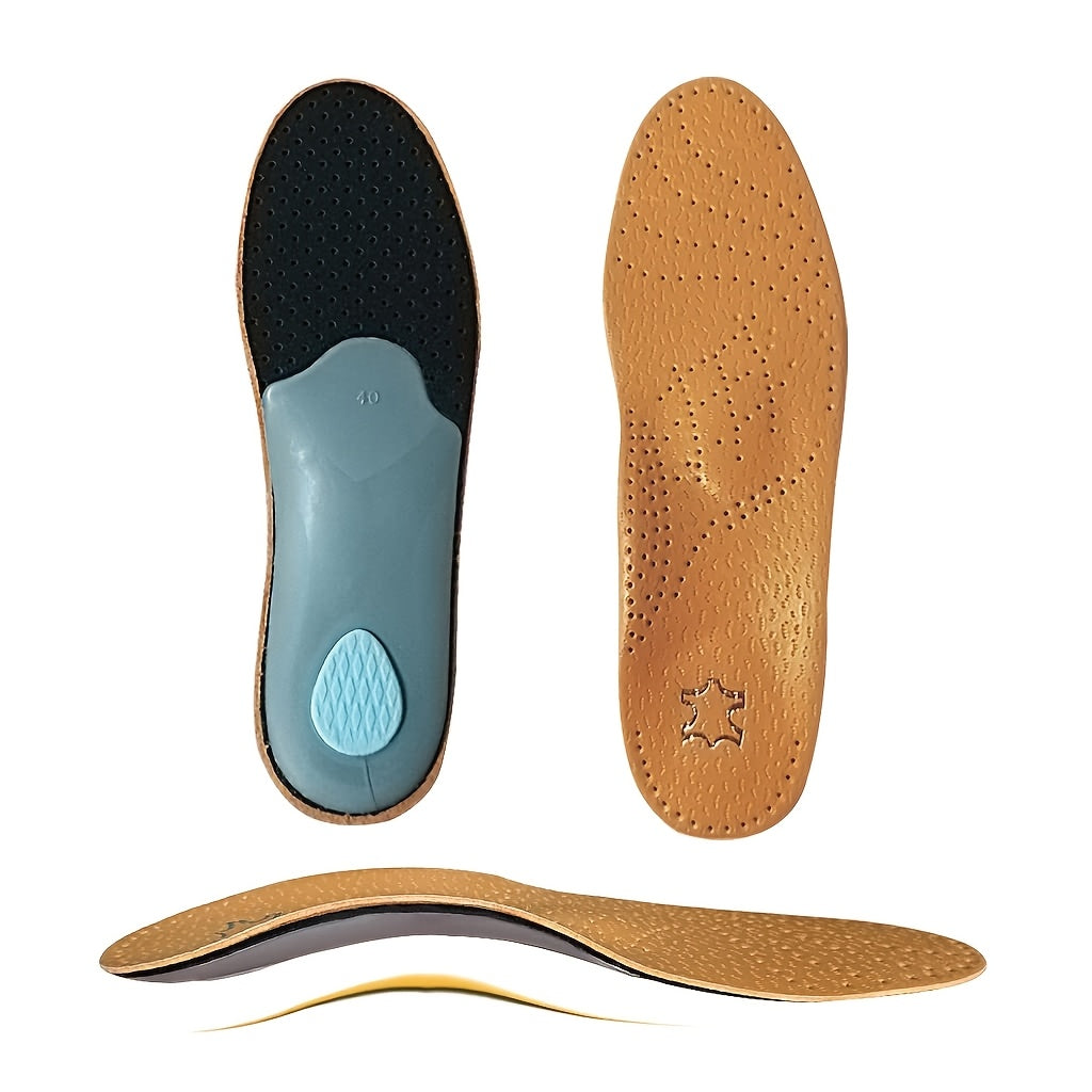 Leather Arch Support Insoles for Men & Women – Cushioned Latex Orthotic Shoe Inserts with Nylon Support for All-Day Comfort and Pain Relief