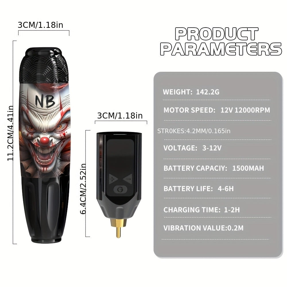 INKSOUL TM-81 Wireless Tattoo Kit Rotary Tattoo Pen with LCD Screen 1100mAh Battery Cordless Tattoo Gun with Needles & Ink Cartridges Complete Set for Beginners & Professional Artists