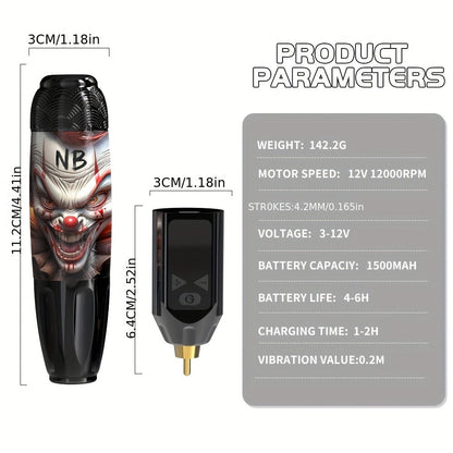 INKSOUL TM-81 Wireless Tattoo Kit Rotary Tattoo Pen with LCD Screen 1100mAh Battery Cordless Tattoo Gun with Needles & Ink Cartridges Complete Set for Beginners & Professional Artists