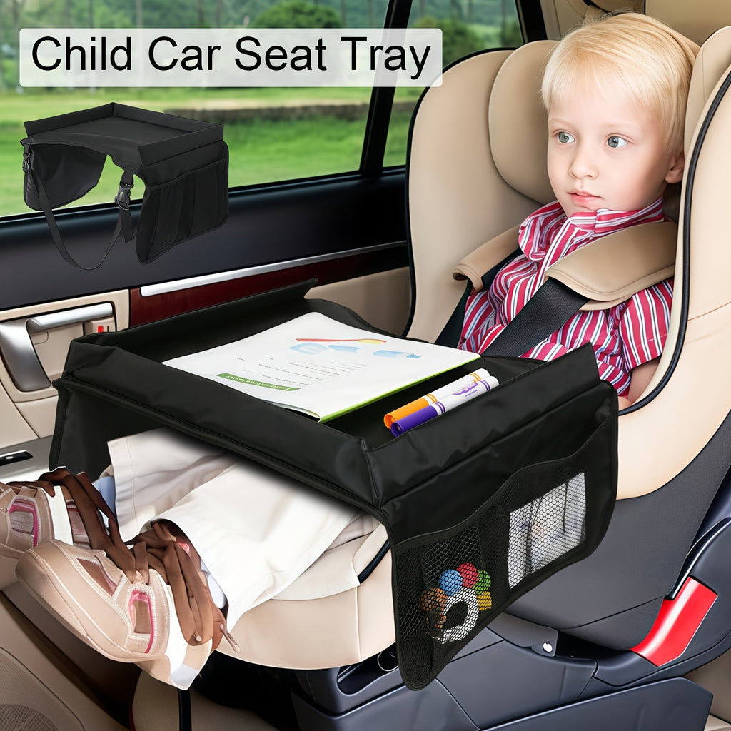1pc Foldable And Expandable Polyester Youngsters Car Seat Travel Tray with Multiple Storage Pockets - Lightweight, Wall-Mountable Design for Airplane, Car And Home Use, Car Storage Tray | Versatile Travel Accessory | Sturdy Constructio