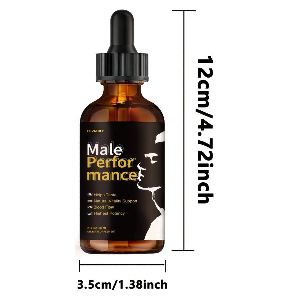 Men's Herbal Performance Drops with Shilajit Black Maca Longjack Root L-Arginine – Natural Vitality & Circulatory Support Supplement, Clean Formula No Chemical Additives, Gentle Non-Irritating