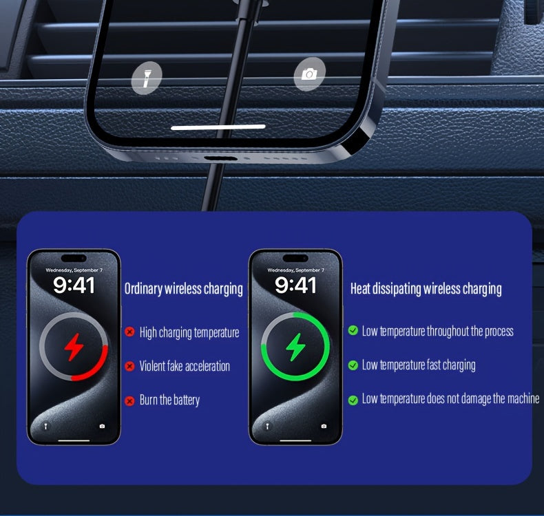 MagSafe Car Wireless Charger for iPhone 12-16 – Magnetic Air Vent Mount with Dual Cooling Fans, Qi1 Fast Charging, Sleek Circular Design for Apple iPhone 12, 13, 14, 15, 16 Series