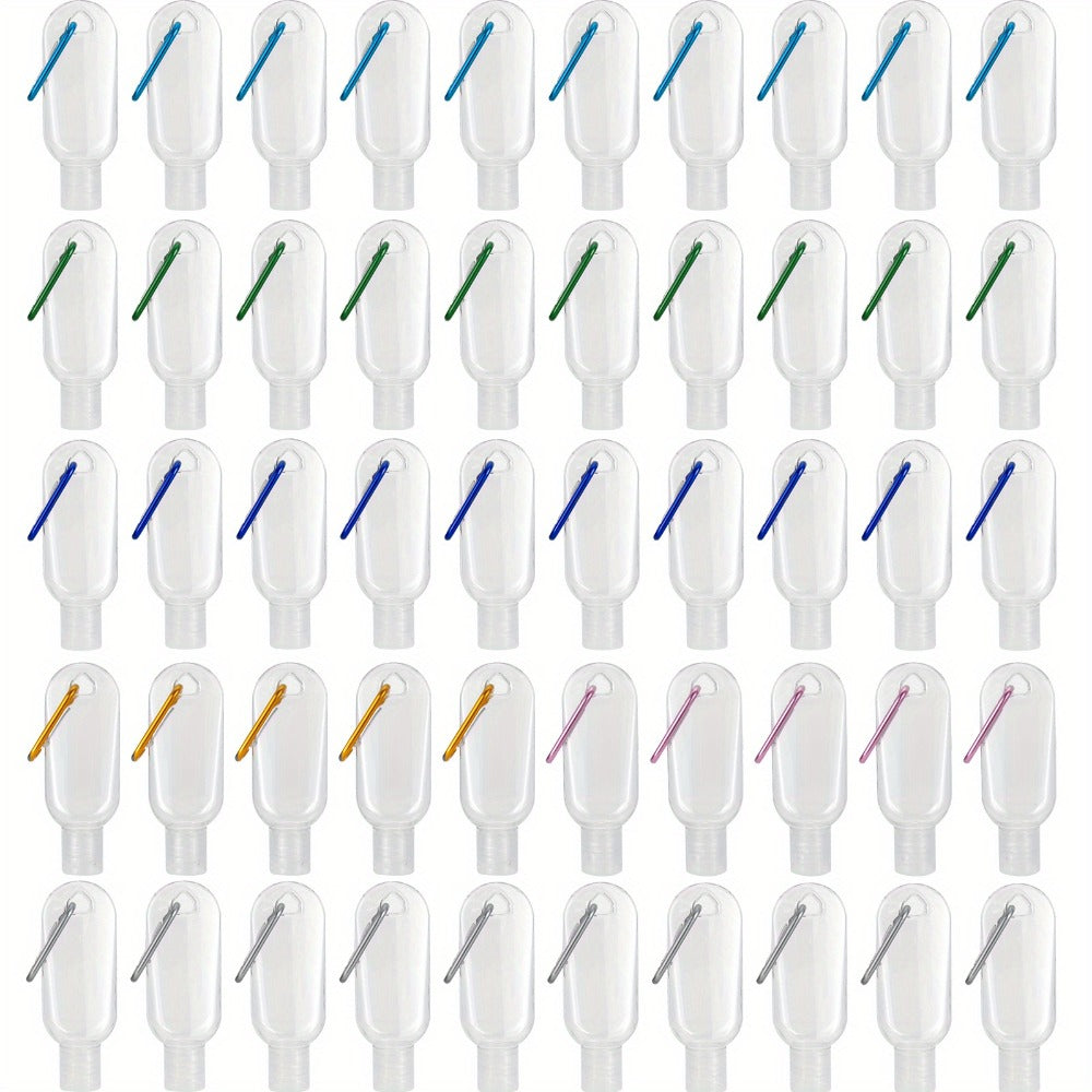 TSA Approved Travel Bottles with Keychain Leakproof Refillable Squeeze Containers 50-Pack Clear Plastic 1.7oz 50ML for Toiletries Lotion Shampoo Conditioner Soap Hand Sanitizer Essential Oils