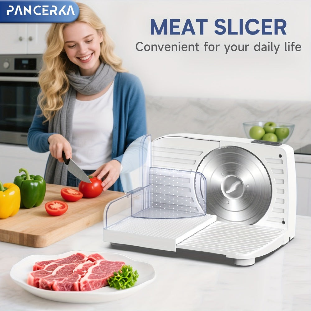 Electric Meat Slicer 0-15mm Adjustable Thickness – Home & Commercial Deli Food Cutter for Meat, Vegetables, Fruits, Bread & Lamb, Stainless Steel Blade, Easy to Clean Kitchen Slicing Machine