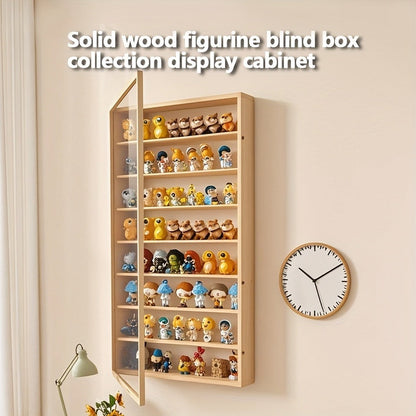 Action Figure Display Case 6-Layer Solid Wood – Wall Mounted or Floor Standing Acrylic Transparent Cabinet for Funko Pop Anime Figures Dolls Collectibles, Space Saving Shelf Room Decor