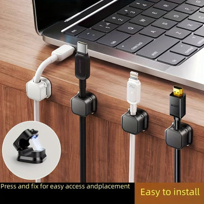 Magnetic Cable Organizer Clips 16 Pack Self-Adhesive No-Drill Cable Management Holder for Desk Wall Home Office Adjustable Wire Cord Organizer Set