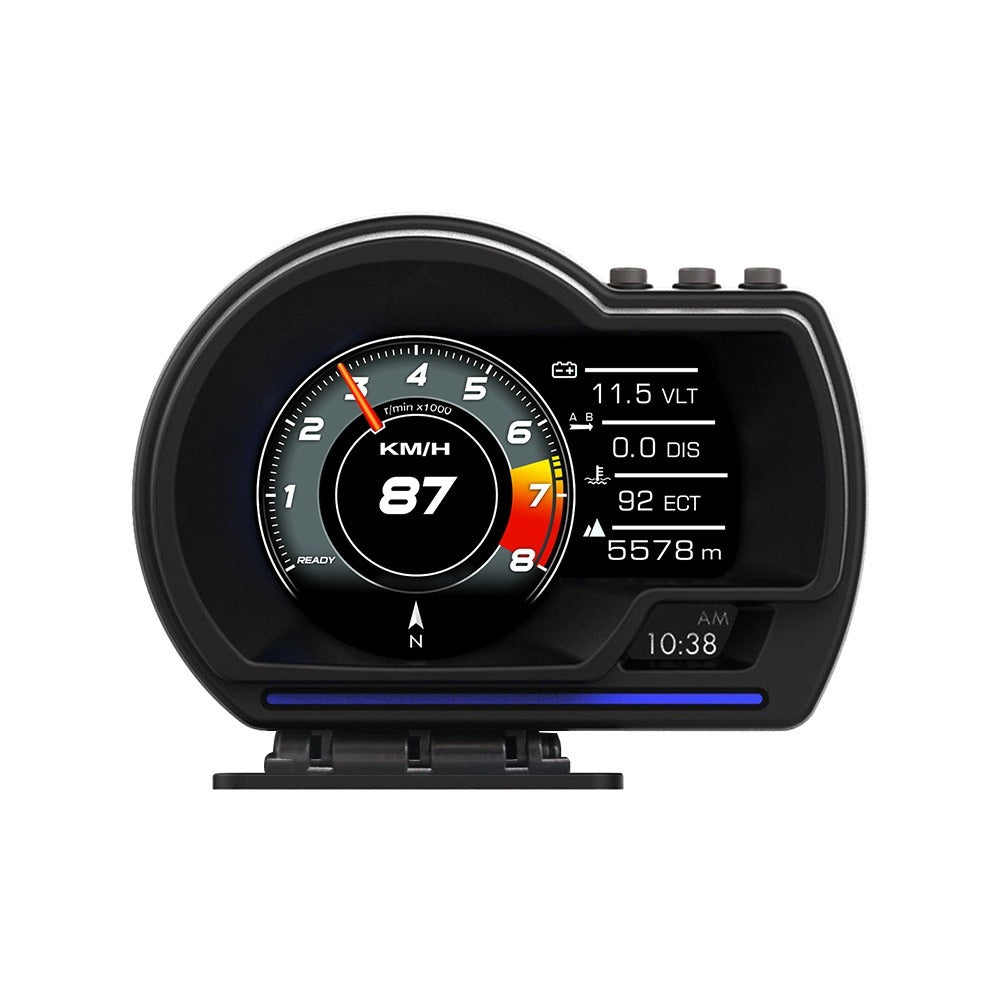 Car HUD Head-Up Display – OBD2 & GPS Dual System Digital Speedometer, Speed / Water Temp / Voltage / RPM Display, Universal Heads-Up Display for Most Vehicles
