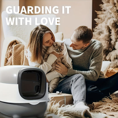 Covered Cat Litter Box with Scoop – Fully Enclosed Hooded Design, Spill-Proof & Odor-Reducing | Easy to Clean, Assemble & Store | Spacious Interior for Small to Medium Cats | Blue, Gray or Purple