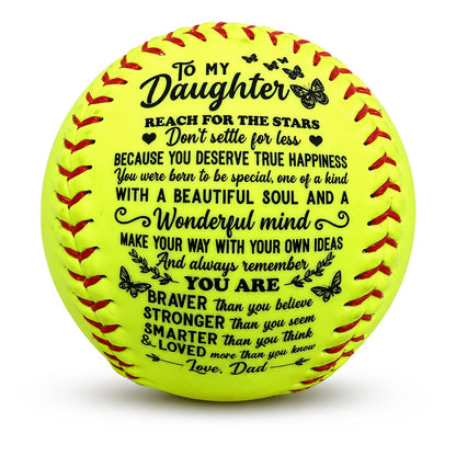 Personalized Softball Gift for Daughter – "To My Daughter" Inspirational Message Ball, International Standard Fastpitch Softball for Birthday, Graduation, Christmas & Special Occasions