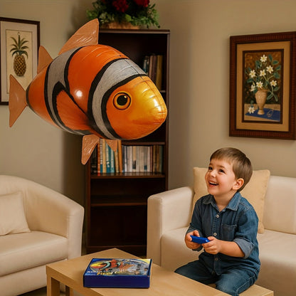 RC Inflatable Clownfish Balloon – Remote Control Flying Fish Toy for Kids Birthday Party, Wedding & Home Decor, Fun Indoor Air Swimmer Gift for Boys Girls Ages 3+
