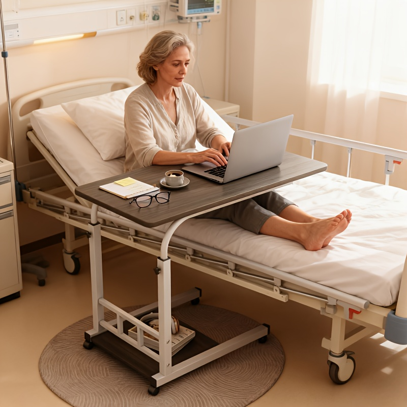 Bedside Table with Wheels Adjustable Height – Multi-Style Nursing Care Table for Elderly & Patients | Single & 3-Tier Rolling Overbed Dining Table, Home Medical Convalescent Furniture, 13 Styles