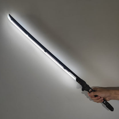LED Cyberpunk Katana Prop 80cm Acrylic Luminous – 1:1 Scale Sci-Fi Glowing Sword for Cosplay Halloween Masquerade Party Display Collectible Blunt Safe Red Orange Green