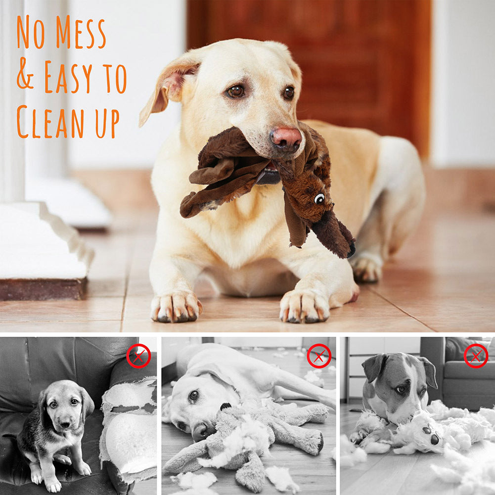 Squeaky Dog Toys 5-Pack No Stuffing Plush Chew Toy Bundle - Durable Animal Toys for Small Medium Large Dogs, Double Squeaker Puppy Teething Toy Set with Bonus Cotton Rope Toy