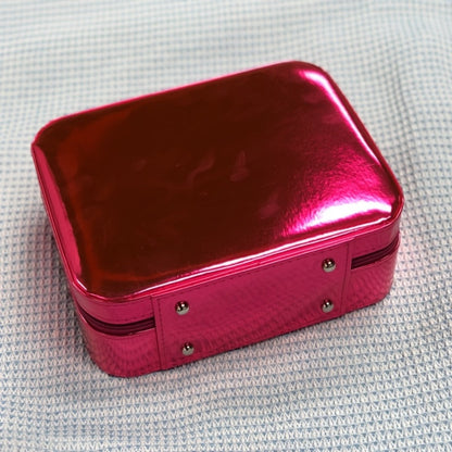 Glitter Makeup Travel Case Hard Shell Large Capacity Flat Lay Organizer Luxury Cosmetic Storage Box for Women Portable Fits in Suitcase Gold Rose Red Pink Size L Beauty Gift