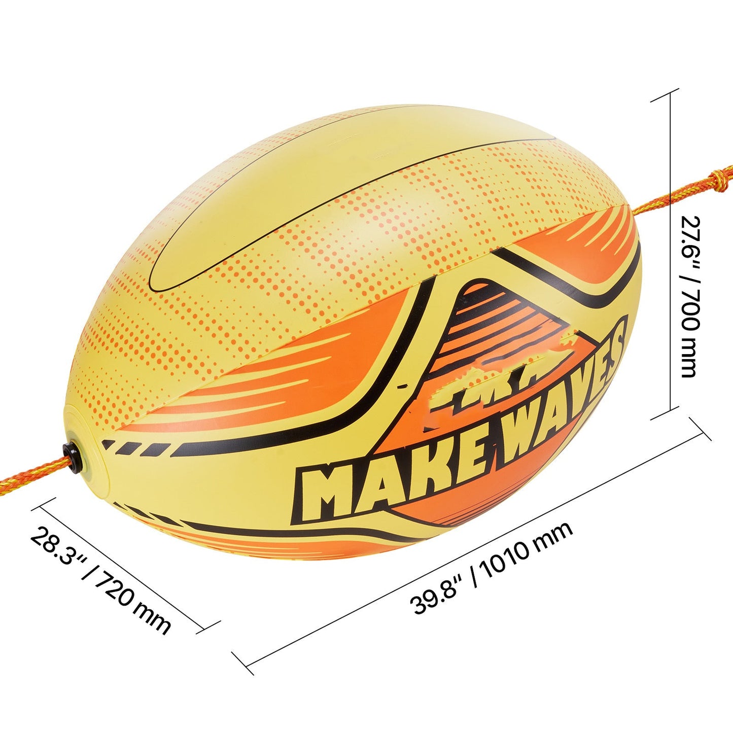 Inflatable Booster Ball for Towable Tubes 680lbs Tensile Strength 0.75mm Thickened PVC with PE Tow Rope for Boating Water Sports Sea Lake River