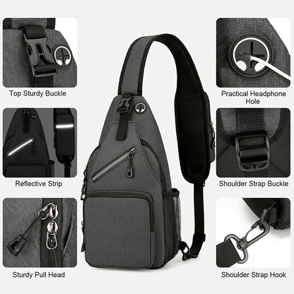 Sling Bag 2 Pack Lightweight Crossbody Backpack for Men Women Oxford Chest Shoulder Daypack Hiking Travel Casual Outdoor Bag Set Dark Grey Light Grey