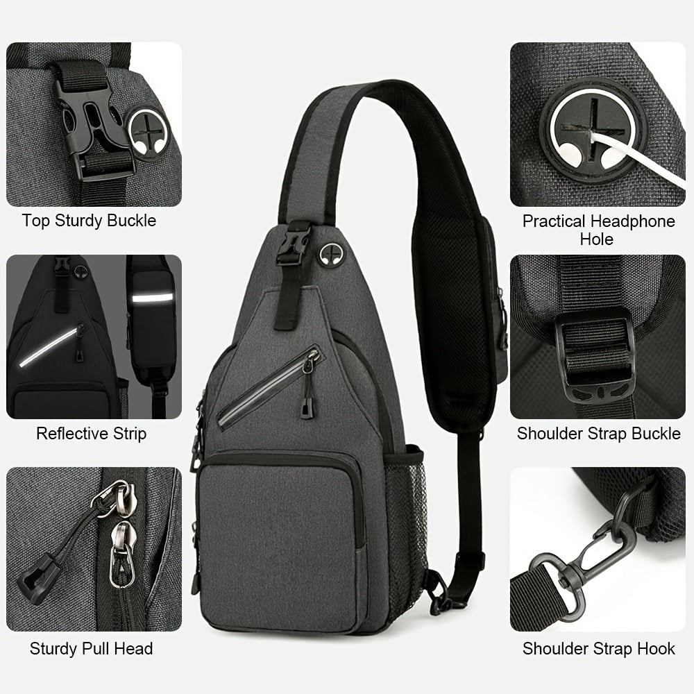 Sling Bag Crossbody Backpack 2 Pack Lightweight Oxford Chest Shoulder Daypack for Men Women Hiking Travel Casual Outdoor Bag Set Light Gray Navy Blue