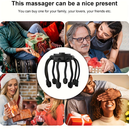 Electric Scalp Massager – 8-Finger USB Rechargeable Head Massager with 3 Massage Modes, Portable Stress Relief & Hair Growth Stimulator, Handheld Scalp Scratcher for Men Women Home & Office Use