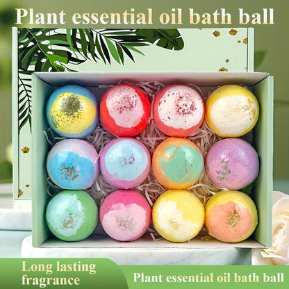 Bath Bomb Gift Set 12 Pack Extra Large - Mixed Essential Oil Bubble Bath Balls with 12 Aromatic Scents, Luxury Spa Fizzy Bath Bombs for Women Men, Birthday Christmas Valentine's Day Gift