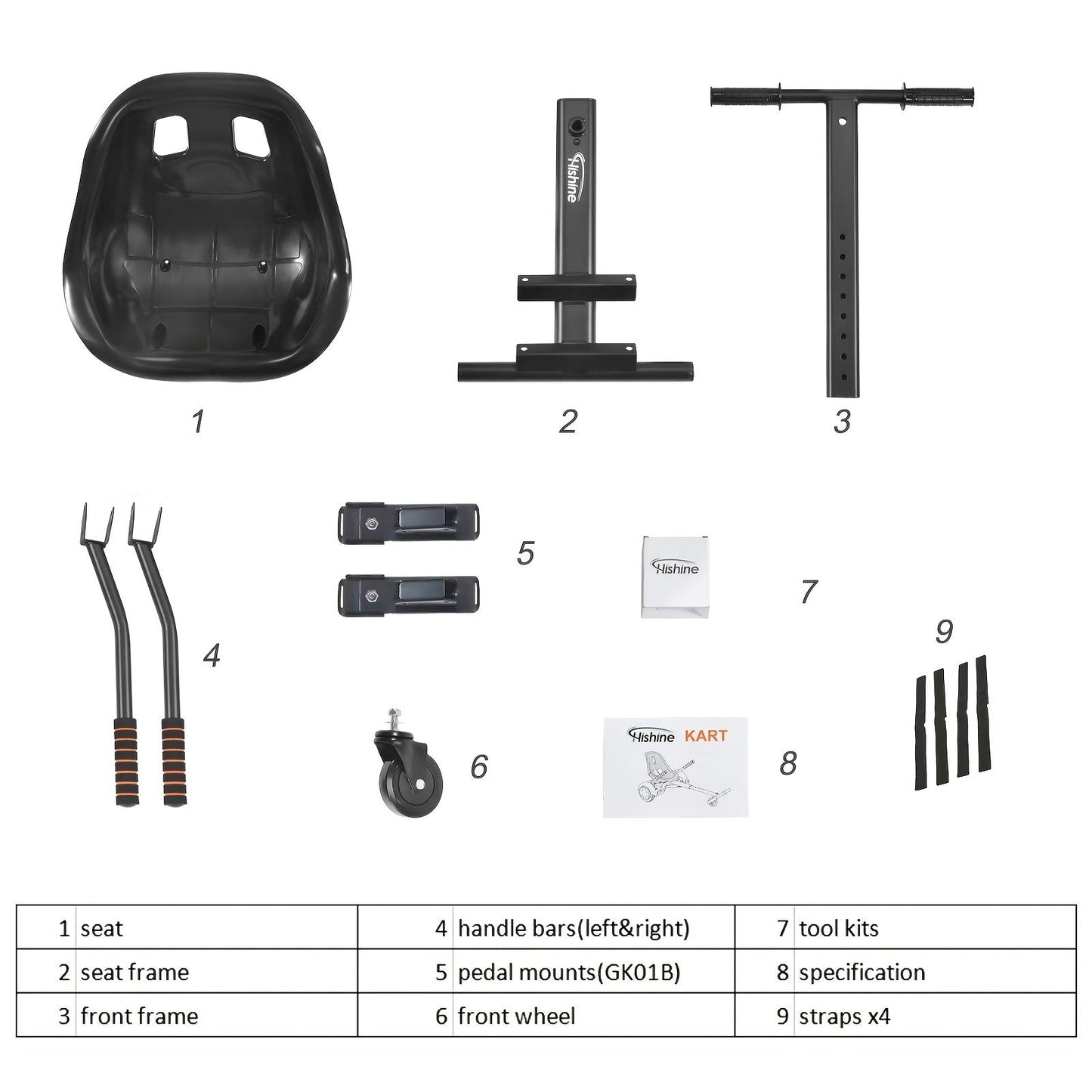 Hoverboard Go Kart Seat Attachment Kit for Kids 6.5"-10" Self Balancing Scooter Conversion Accessories with Off-Road Tires, Shock Absorber & Dual Footrests – Sturdy Metal Frame, Easy Install, Fun Ride