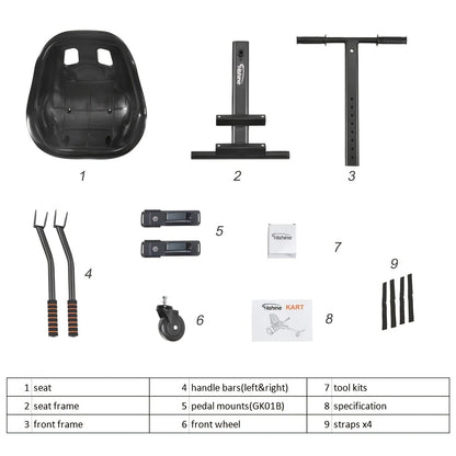 Hoverboard Go Kart Seat Attachment Kit for Kids 6.5"-10" Self Balancing Scooter Conversion Accessories with Off-Road Tires, Shock Absorber & Dual Footrests – Sturdy Metal Frame, Easy Install, Fun Ride