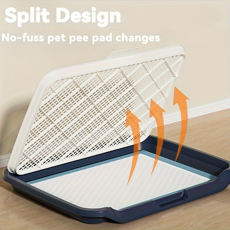 Indoor Dog Potty Tray with Removable Grating - Leak-Proof Puppy Training Toilet, Washable Pee Pad Holder for Apartments, Easy Clean Dog Bathroom, 7 Colors, Small & Large Sizes