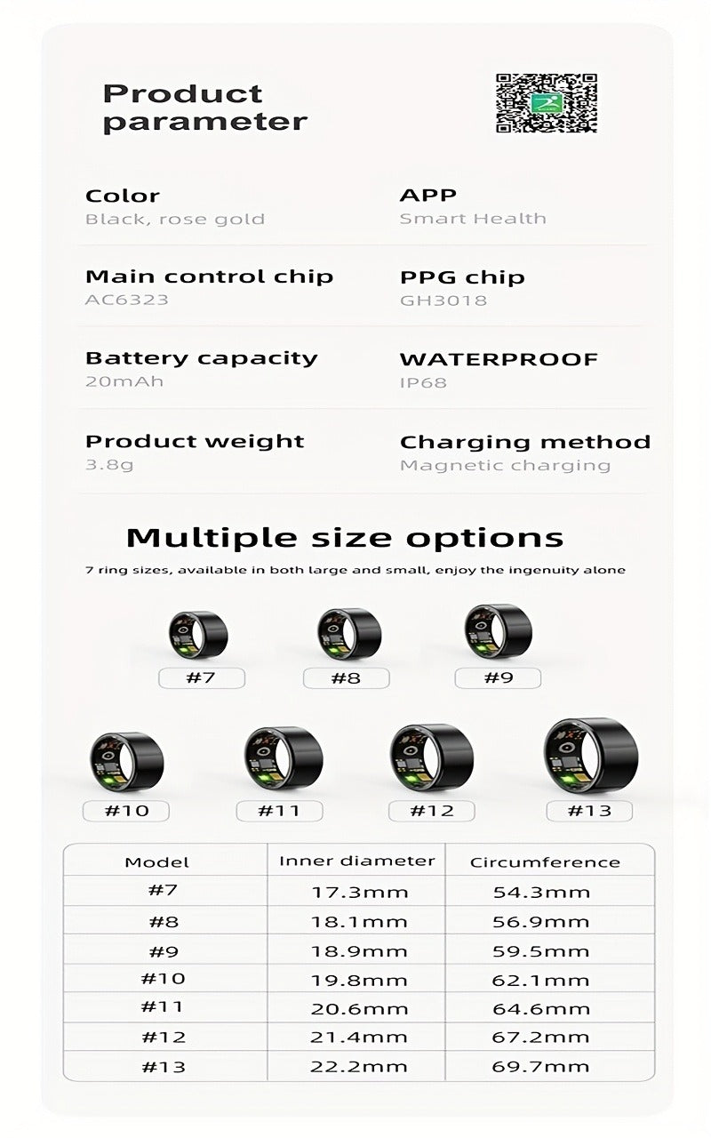 Smart Ring Fitness Tracker – IP68 Waterproof Health Monitor