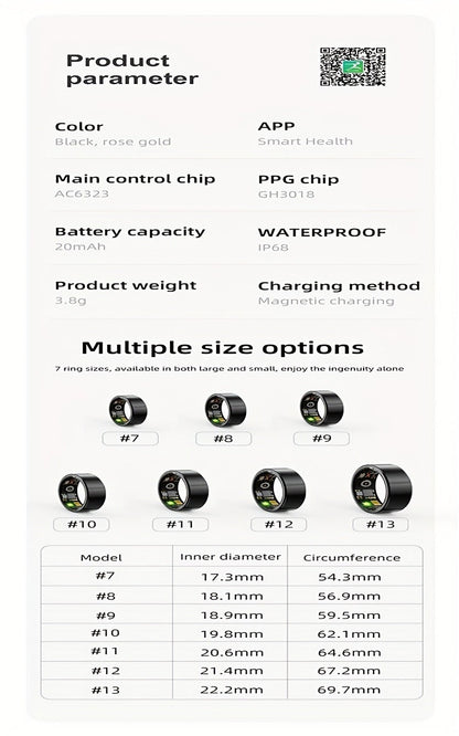 Smart Ring Fitness Tracker – IP68 Waterproof Health Monitor