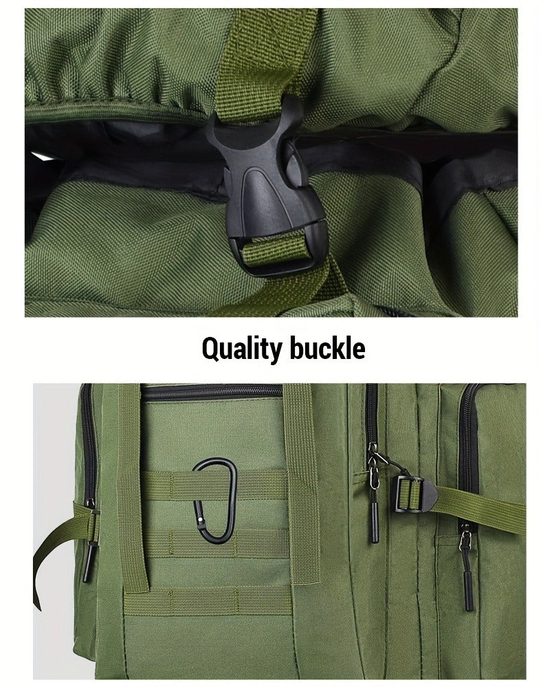 Tactical Backpack 100L Large Capacity Hiking Backpack Multiple Compartments Heavy Duty Ergonomic Straps for Camping Travel Trekking Backpacking Outdoor Adventures Jungle Green Black Army Green Gray Desert