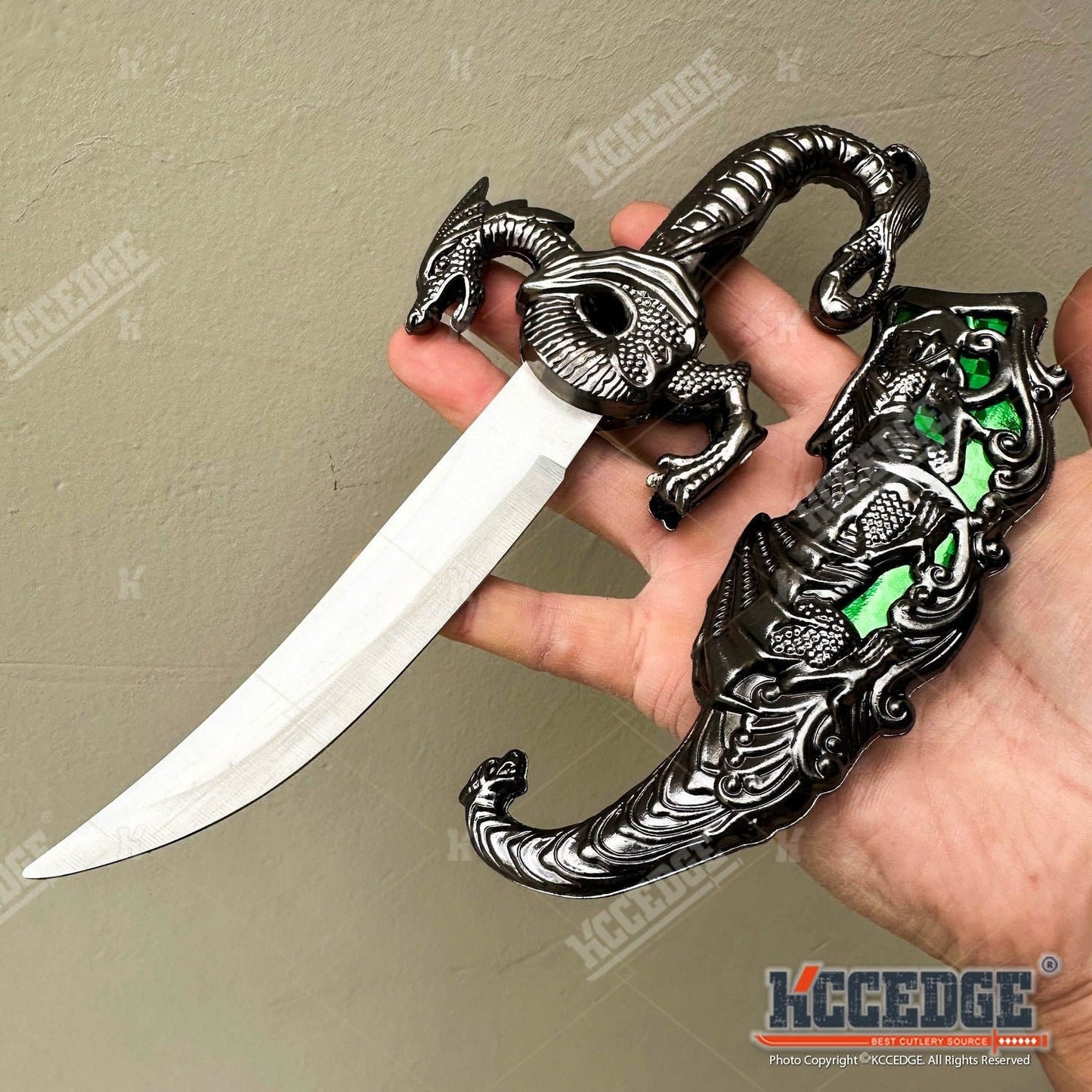 Medieval Fantasy Fixed Blade Knife with Scabbard – 9" Dragon Cosplay Collectible Dagger, 440 Stainless Steel, Historical Replica for Display & Medieval Fair Props