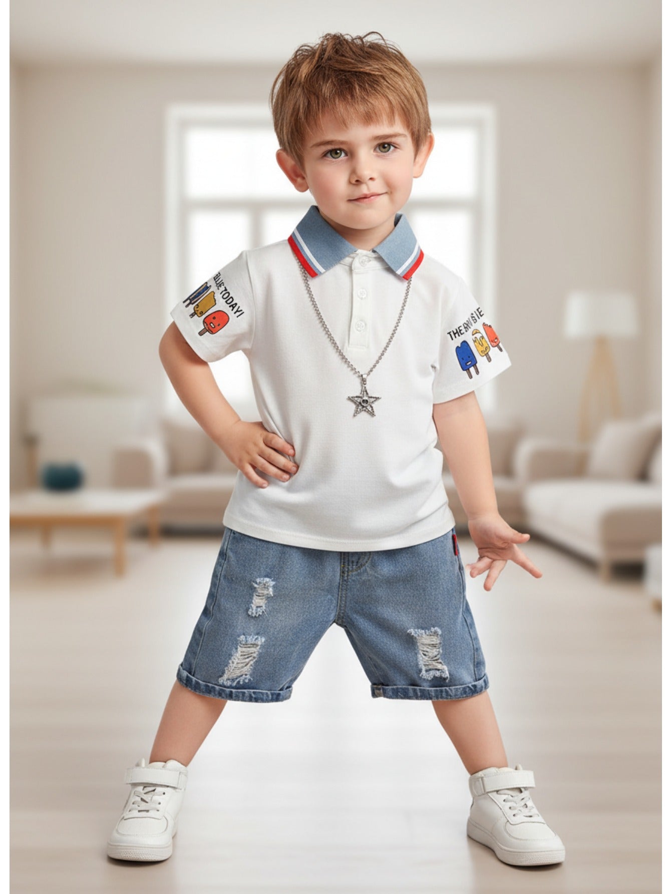 Boys' Cartoon Shorts - Short Sleeve Summer