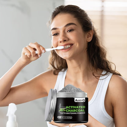 Activated Charcoal Teeth Whitening Powder - Natural Tooth Polish for Deep Cleaning, Plaque Removal & Fresh Breath, Mint Flavor, 60g Daily Use Teeth Brightening Charcoal Powder