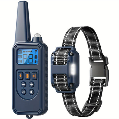 Dog Training Collar with Remote – LED Light, Beep, Vibration & Safe Shock Modes | Waterproof E-Collar for 1, 2 or 3 Dogs | Adjustable Range Remote Dog Trainer (Black & Blue)