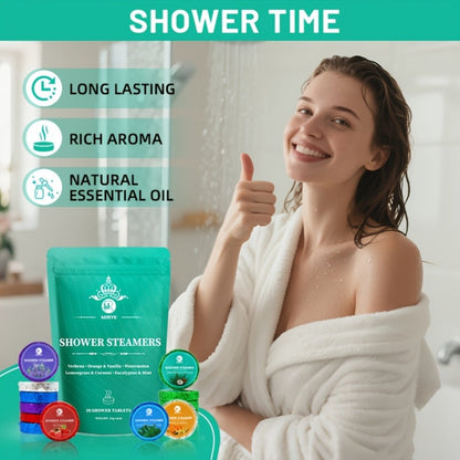Shower Steamers Aromatherapy 20 Pack - Lavender & Fruit Essential Oil Shower Bombs for Relaxation, Stress Relief & Self Care, Unisex Spa Gift Set for Women Men, Birthday Christmas Mother's Day Gift