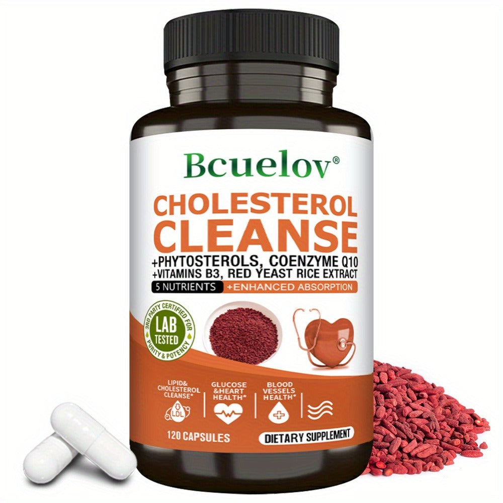 Cholesterol Support Capsules with Phytosterols, CoQ10 & Red Yeast Rice Extract – Heart Health & Healthy Lipid Levels Supplement for Women & Men, 120 Capsules