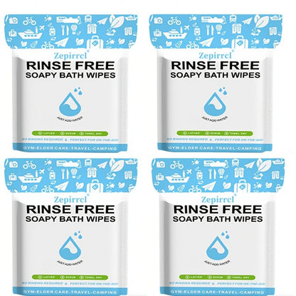 No-Rinse Disposable Bath Wipes 100pcs Large 11.81in - Foaming Body Cleansing Cloths Soap Sheets Just Add Water for Travel Camping Hiking Gym Outdoor Portable Waterless Body Wash