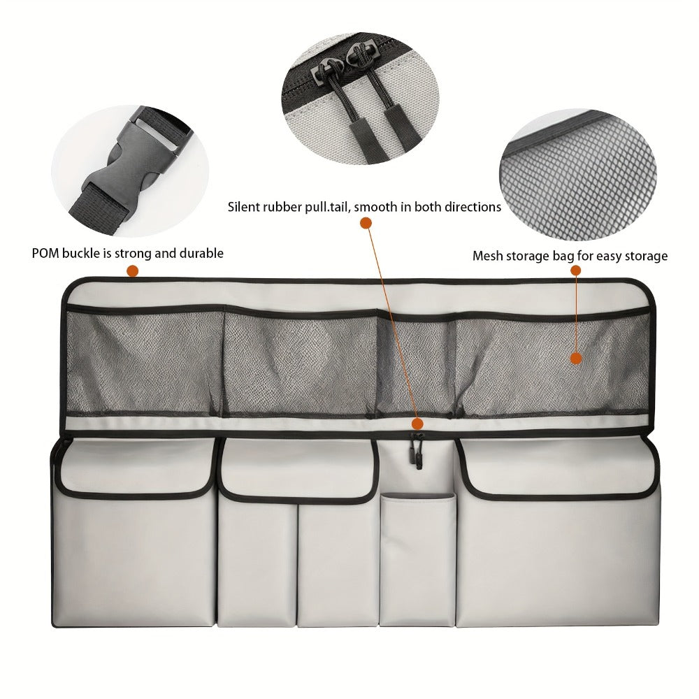 Car Trunk Organizer Bag - High Capacity Oxford Cloth Rear Seat Storage with Adjustable Dividers & Storage Pockets, Universal Fit for Cars, SUVs & Trucks