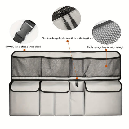 Car Trunk Organizer Bag - High Capacity Oxford Cloth Rear Seat Storage with Adjustable Dividers & Storage Pockets, Universal Fit for Cars, SUVs & Trucks