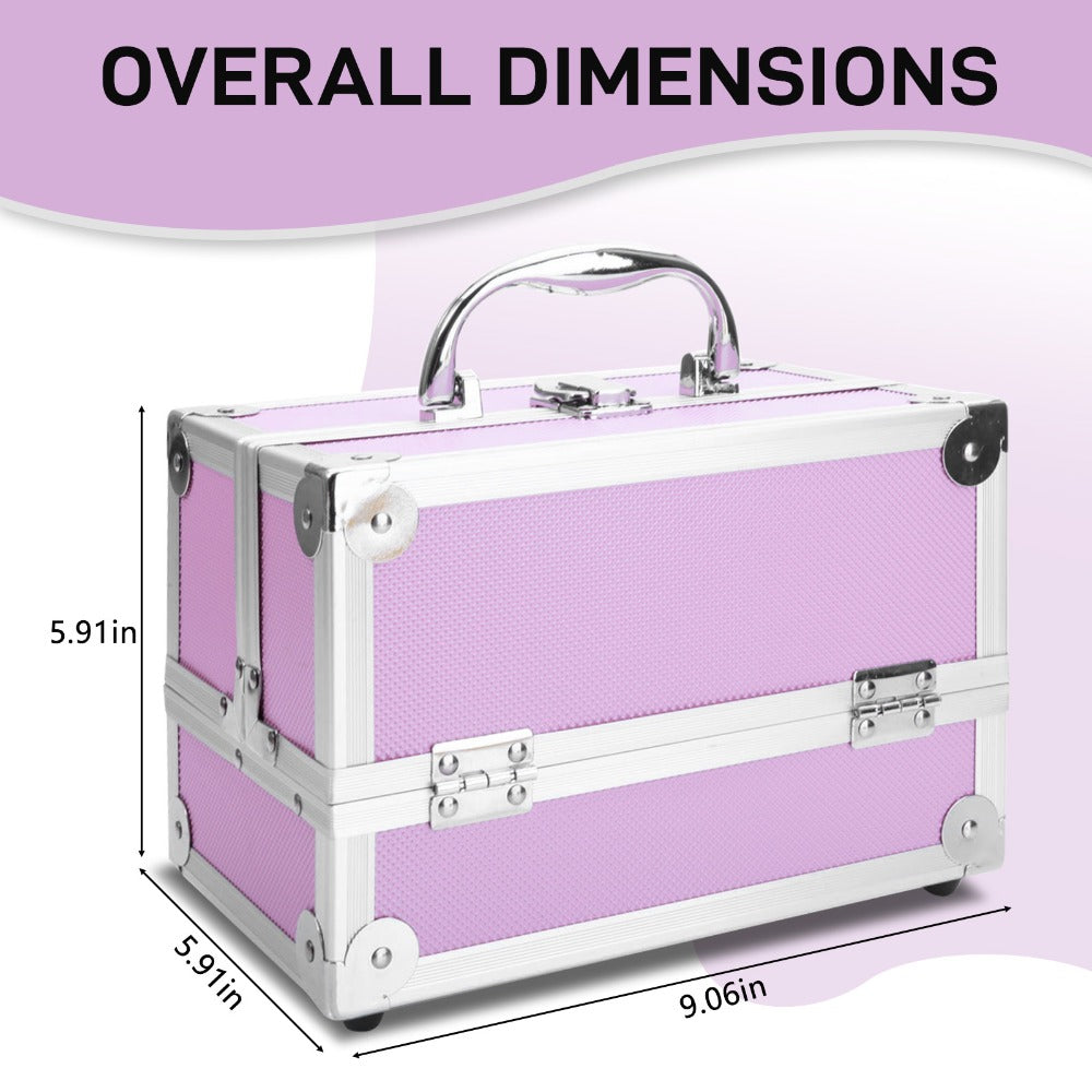 Aluminum Makeup Train Case with Wheels Large Capacity Lockable Cosmetic Trolley Organizer Adjustable Dividers Retractable Handle for Makeup Artists Salon Travel Black Silver Pink Beauty Gift