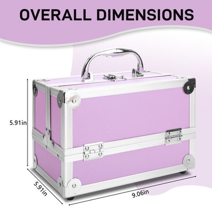 Aluminum Makeup Train Case with Wheels Large Capacity Lockable Cosmetic Trolley Organizer Adjustable Dividers Retractable Handle for Makeup Artists Salon Travel Black Silver Pink Beauty Gift