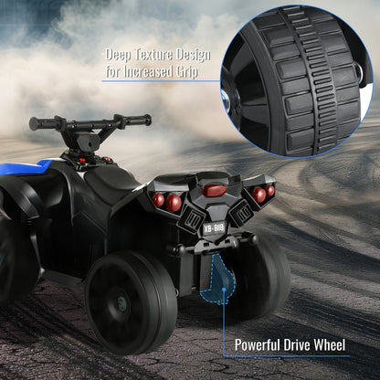Kids Electric Ride-On ATV 4-Wheeler Quad with LED Headlights Foot Pedal Accelerator Anti-Slip Tires 55 lbs Capacity Outdoor Birthday Gift for Boys Girls Ages 3+ Black Red Blue Pink