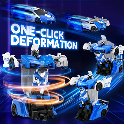 Spider Robot RC Car for Kids 1:18 with LED Lights – One-Button Transform Police Car Stunt Toy, 2.4GHz 45M Range 360° Drift Deformation Vehicle for Boys & Girls Ages 3 4 5 6, Birthday Christmas Gift