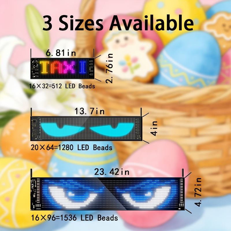 Smart Lighting-Devil Eyes LED Light, 23.42''x4.72'' Scrolling Bright Advertising, Programmable LED Sign, Flexible Digital Matrix Display, [High Refresh Rate Screen], LED Lights for Car, Perfect Wedding Decorations, And More