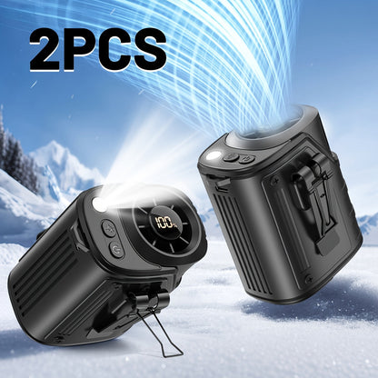 Portable Waist Fan 4-in-1 Neck Fan with Flashlight Power Bank Large Battery for Outdoor Camping Hiking Sports EDC