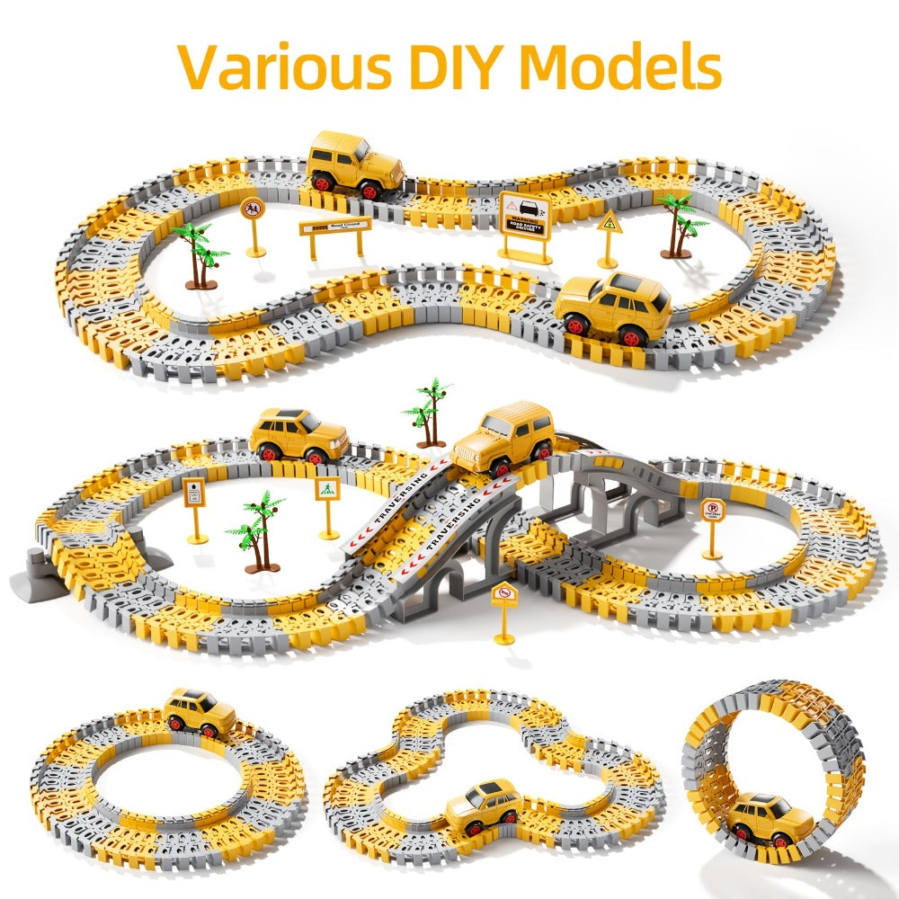 236-Piece STEM Race Track Car Toy Set for Kids Ages 3+ | Track Splicing & Racing, Engineering Construction Style | Preschool Education Gift for Boys Girls
