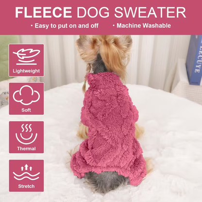 Fleece Dog Sweater Turtleneck Jumpsuit for Small Dogs & Cats 1-15 lbs - Soft Warm Winter Puppy Pajamas Onesie, Machine Washable Open Belly Pet Clothes for Girls, XXS-M, 6 Colors